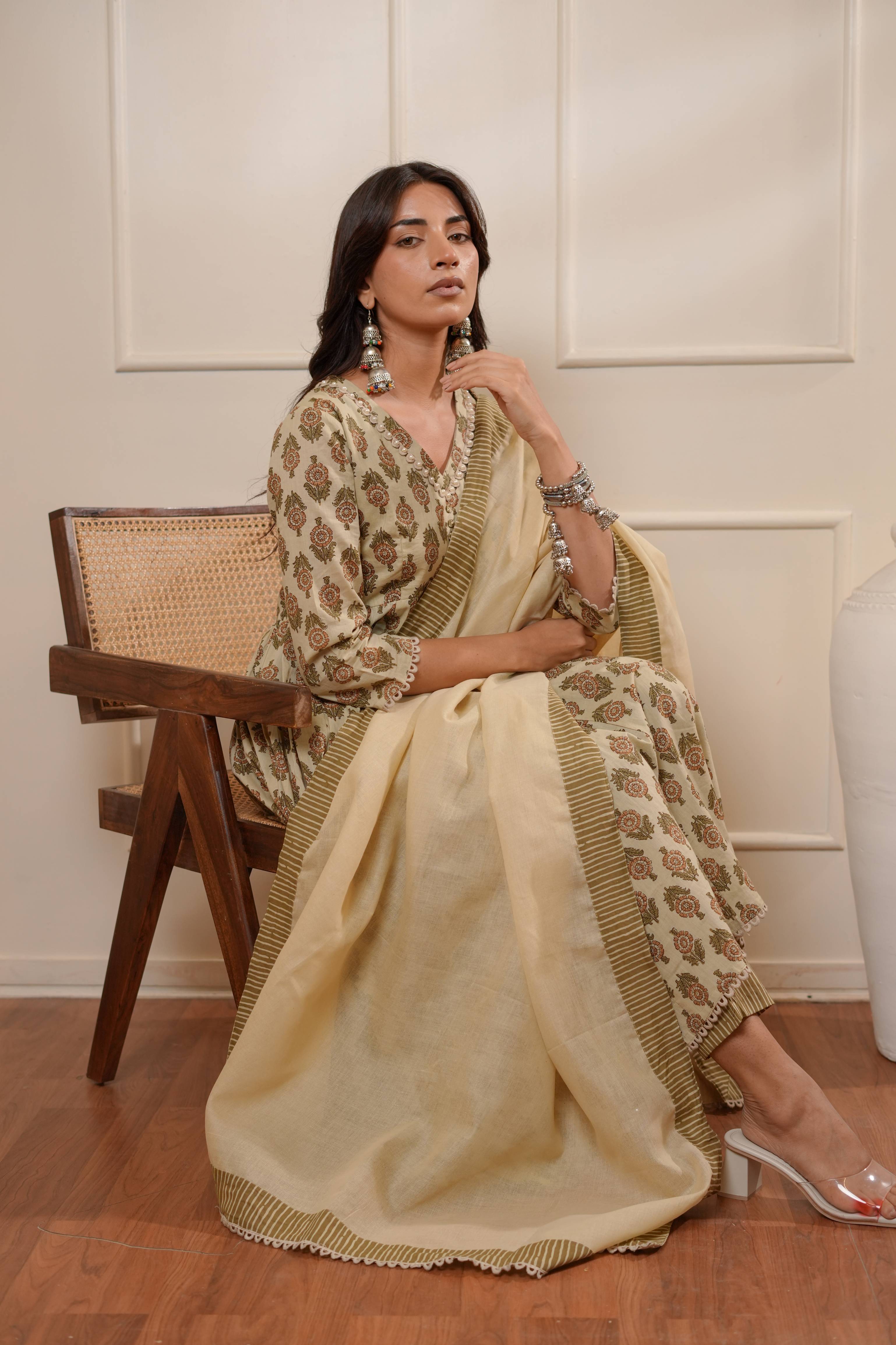 Classic Block-Print Ethnic Suit Set for Women